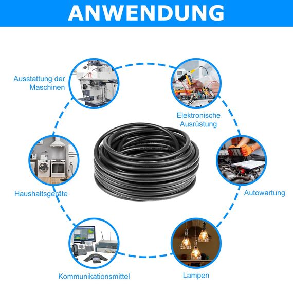 10 Meter 20AWG 3x0,5mm² Elektrischer Draht, 3 Adrig Kabel Erdkabel 5V/12V/24V Stromkabel Verzinntes Kupferkabel，Flexibel und Weich Niedrige Impedanz Hohe Temperaturbeständigkeit Verlängerungskabel