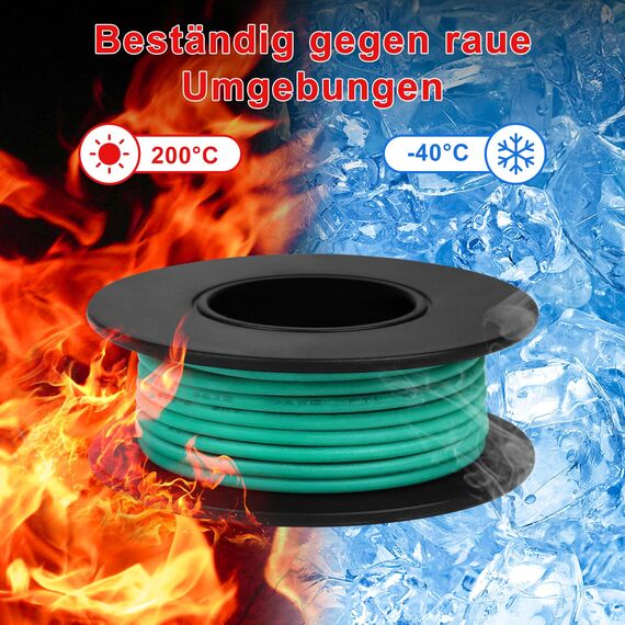 LightingWill 26 AWG 0,15mm² Silikon Elektrokabel Set in 8 Farben, 15 Meter pro Rolle Litzendraht Kabel, Flexibel Verzinntes Kupferkabel für DIY, KFZ, Heiminstallationen und Stromverkabelungen