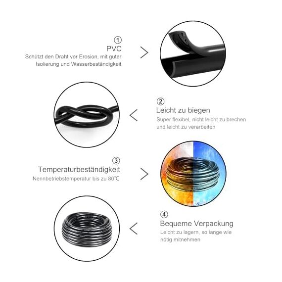 30 Meter 18AWG 6x0,75mm² Elektrischer Kabel, 6 Adriges Kabel 5V/12V/24V/300V Stromkabel Verzinntes Kupferkabel, Flexibel und Weich Niedrige Impedanz Hohe Temperaturbeständigkeit Verlängerungskabel