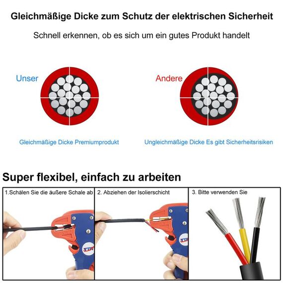 30 Meter 20AWG 3x0,5mm² Elektrischer Draht, 3 Adrig Kabel Erdkabel 5V/12V/24V Stromkabel Verzinntes Kupferkabel，Flexibel und Weich Niedrige Impedanz Hohe Temperaturbeständigkeit Verlängerungskabel