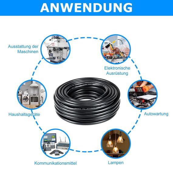 10 Meter 22AWG 6x0,3mm² Elektrischer Kabel, 6 Adriges Kabel 5V/12V/24V/300V Stromkabel Verzinntes Kupferkabel, Flexibel und Weich Niedrige Impedanz Hohe Temperaturbeständigkeit Verlängerungskabel