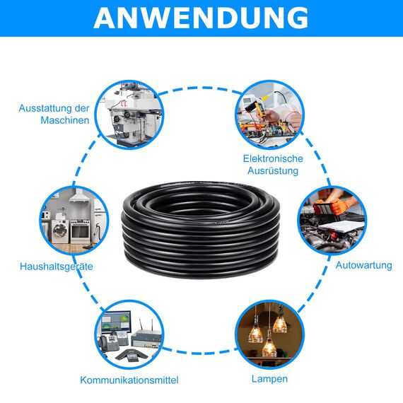 30 Meter 20AWG 4x0,5mm² Elektrischer Kabel, 4 Adriges Kabel 5V/12V/24V/300V Stromkabel Verzinntes Kupferkabel，Flexibel und Weich Niedrige Impedanz Hohe Temperaturbeständigkeit Verlängerungskabel