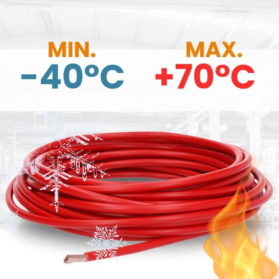 10 Meter Lapp 4520043 H07V-K 4 mm² rot I Verdrahtungsleitung I Aderleitung flexibel I PVC-Einzelader I Litze 4mm2 I Verdrahtung
