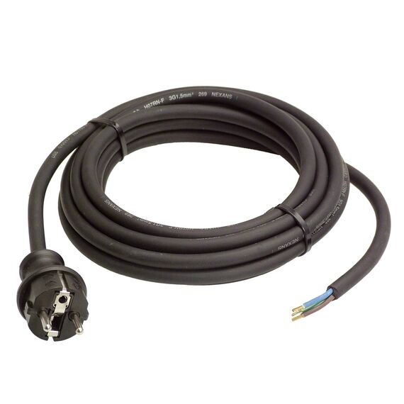 as - Schwabe Gummi-Anschlussleitung, 15 m H07RN-F 3G1,5 Verbindungskabel, Schutzkontaktstecker mit Leitung, Strom-Kabel mit Aderendhülsen, 230V, 16A, IP44, Schwarz, 70912