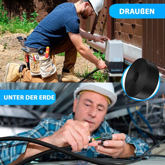 MAS Premium Erdkabel Starkstromkabel Von 5m bis 170m NYY-J 3x1,5 mm² Elektrokabel Ring zur Verlegung im Freien, Erdreich (70m)
