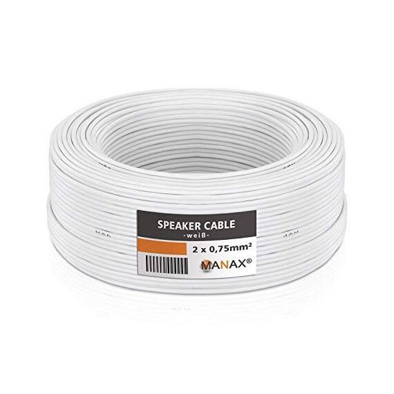 MANAX® 10m Zwillingslitze 2x 0,75mm² weiß Kabel 2-adrig (10m 0,75mm² - 1 Ring, weiß)