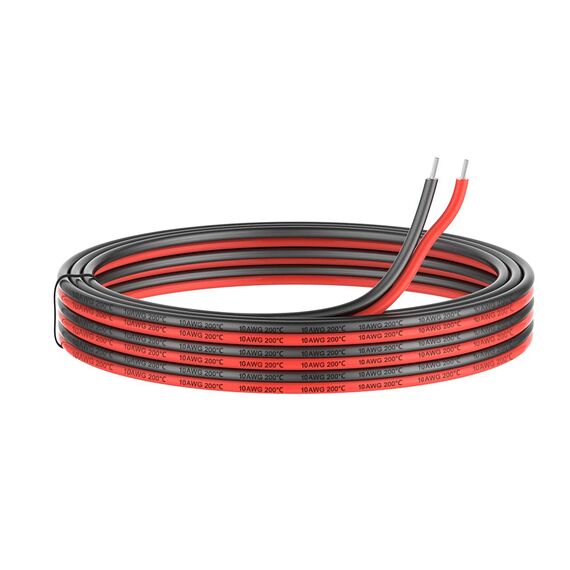 10awg 2x5,3mm² Silikon Elektrischer Draht Kabel sauerstofffrei hochtemperaturbeständiger verseilter verzinnter Kupferdraht, 2x5 Meter