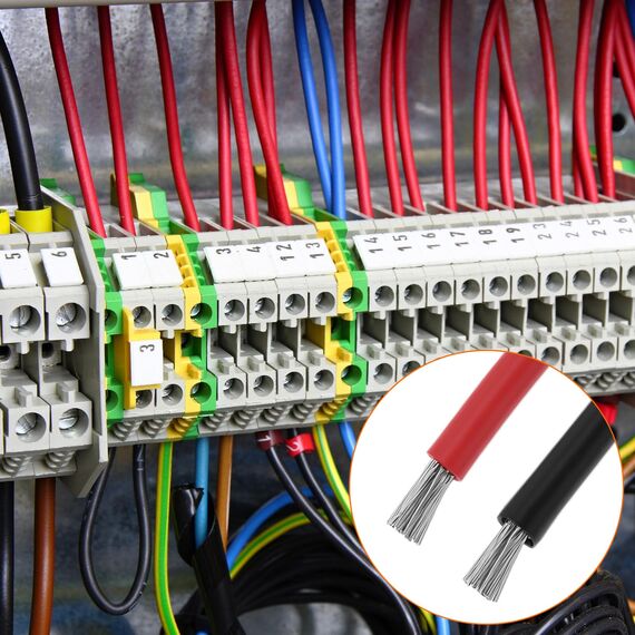 QWORK® 10AWG 6mm² Silikon Elektronik Kabel - 5M Schwarz 5M Rot - 10 Gauge Silikon Draht KFZ Kabel Flexibel und Weich Niedrige Impedanz 1050 Litzen OFC-verzinnte Drähte