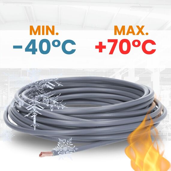 10 Meter Lapp 4520064 H07V-K 6 mm² grau I Verdrahtungsleitung I Aderleitung flexibel I PVC-Einzelader I Litze 6mm2 I Verdrahtung
