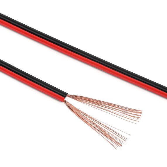 MANAX® 100m Zwillingslitze 2x 0,75mm² rot/schwarz Kabel 2-adrig (100m 0,75mm² - 1 Spule, rot/schwarz)