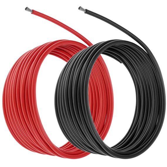 QWORK® 10AWG 6mm² Silikon Elektronik Kabel - 5M Schwarz 5M Rot - 10 Gauge Silikon Draht KFZ Kabel Flexibel und Weich Niedrige Impedanz 1050 Litzen OFC-verzinnte Drähte