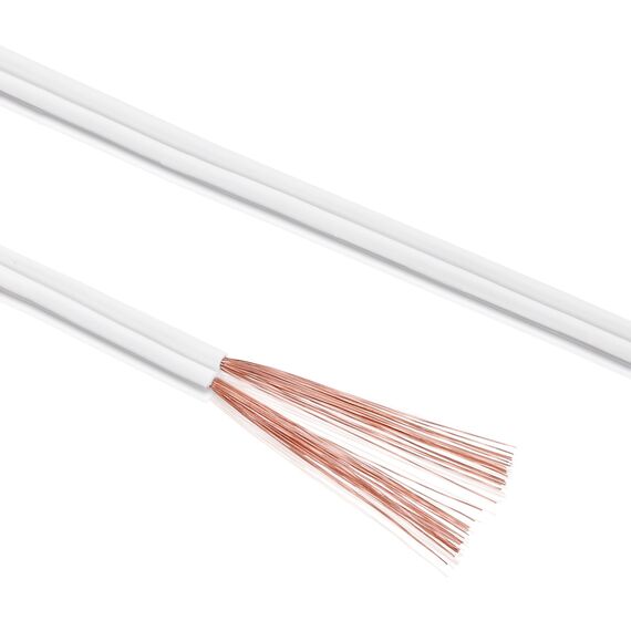 MANAX® 25m Zwillingslitze 2x 0,75mm² weiß Kabel 2-adrig (25m 0,75mm² - 1 Ring, weiß)