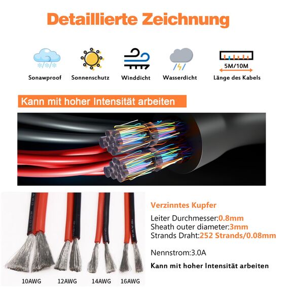 Silikonkabel,Silikon Elektronik Kabel-1,3 mm² 16AWG Super flexibles Elektrokabe 5m (2,5m Schwarz & 2,5m Rot) geeignet für Fernsteuerungsmodelle, Lampen, Haushaltsgeräte und mehr