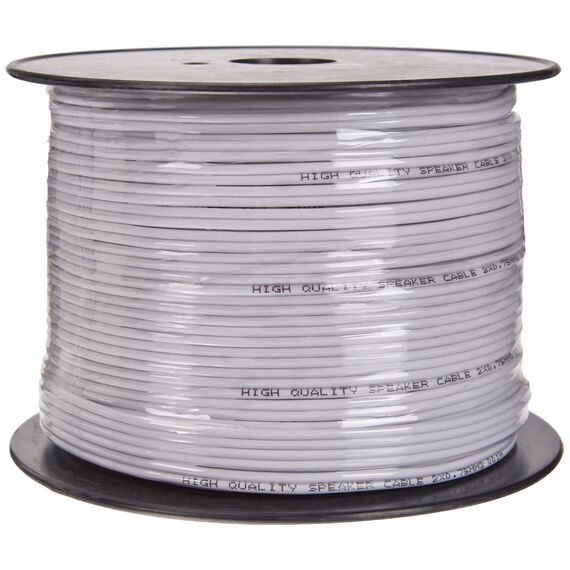 MANAX® 100m Zwillingslitze 2x 0,75mm² weiß Kabel 2-adrig (100m 0,75mm² - 1 Spule, weiß)