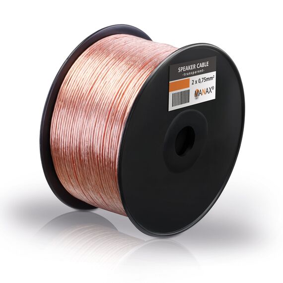 MANAX® 10m Zwillingslitze 2x 0,75mm² transparent Kabel 2-adrig (10m 0,75mm² - 1 Ring, transparent)