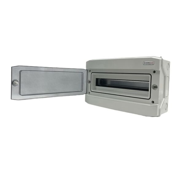 Tehno Plast Sicherungskasten Aufputz IP65 Feuchtraum Gehäuse Verteiler Kleinverteiler 1-4 Reihen 4-48 Module, 1-reihig 18 Module