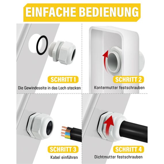 20 Stück M20 Kabelverschraubung - Caianwin IP68 Kabeldurchführung Wasserdicht Kabelverschraubungn Set für Abzweigkasten,Verteilerkasten, Sicherungskasten Aufputz,Stromkasten Verteiler
