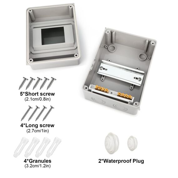 Verteilerkasten Aufputz, IP65 Sicherungskasten Aufputz, 1-Reihig für 5 MODULE Aufputzverteiler, Unterverteilung Aufputz mit Messingklemmen für Garten oder Außenbereichen, Villen, Ladesäulen