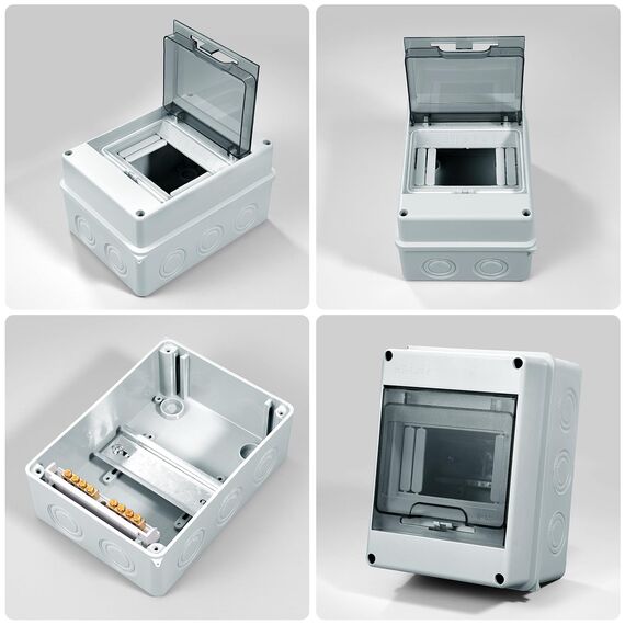 Zeawavsl Verteilerkasten Aufputz, IP65 Sicherungskasten 1-Reihig für 5 MODULE Kleinverteiler mit Messingklemmen, Aufputzverteiler für Garten oder Außenbereiche, Villen (5 MODULE)