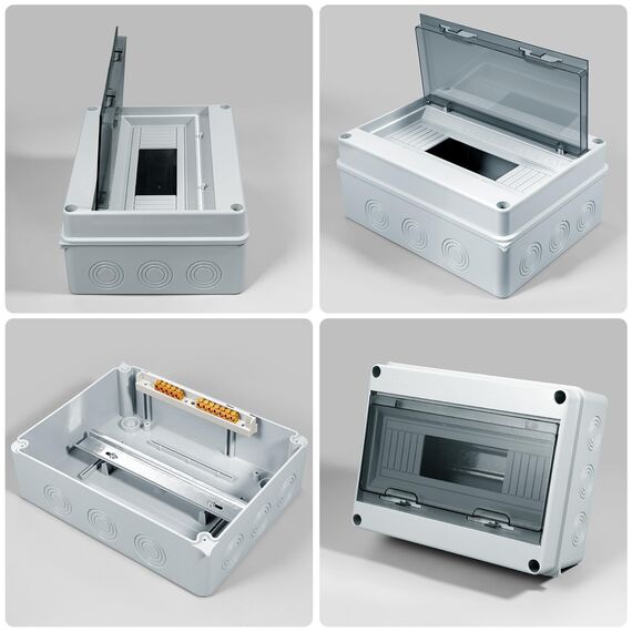 Zeawavsl Verteilerkasten Aufputz, IP65 Sicherungskasten 1-Reihig für 12 MODULE Kleinverteiler mit Messingklemmen, Aufputzverteiler für Garten oder Außenbereiche, Villen (12 MODULE)