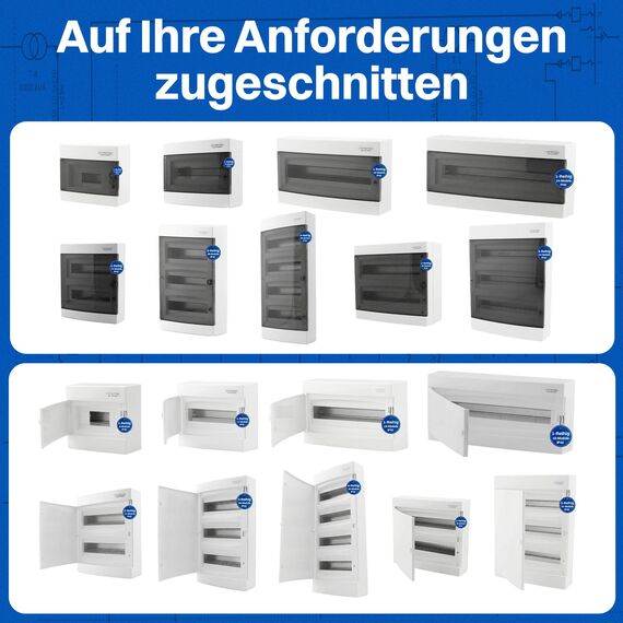 Intratec Sicherungskasten Aufputz 1 reihig – IP40 Verteilerkasten Aufputz Gehäuse für 24 Module mit weißer Tür für einfache Installation Zuhause & Gewerbe – 503 x 236 x 112 mm