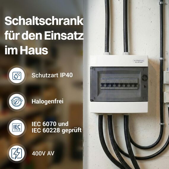 Intratec Sicherungskasten Aufputz 1 reihig – IP40 Verteilerkasten Aufputz Gehäuse für 8 Module mit weißer Tür für einfache Installation Zuhause & Gewerbe – 236 x 215 x 102mm
