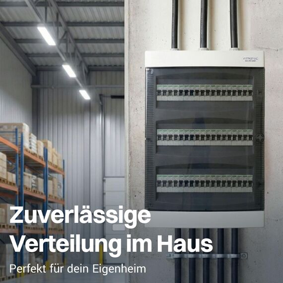 Intratec Sicherungskasten Aufputz 3 reihig – IP40 Verteilerkasten Aufputz Gehäuse für 54 Module mit weißer Tür für einfache Installation Zuhause & Gewerbe – 526 x 396 x 112 mm