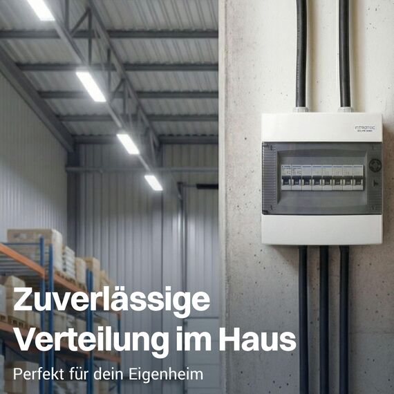 Intratec Sicherungskasten Aufputz 1 reihig – IP40 Verteilerkasten Aufputz Gehäuse für 8 Module mit weißer Tür für einfache Installation Zuhause & Gewerbe – 236 x 215 x 102mm