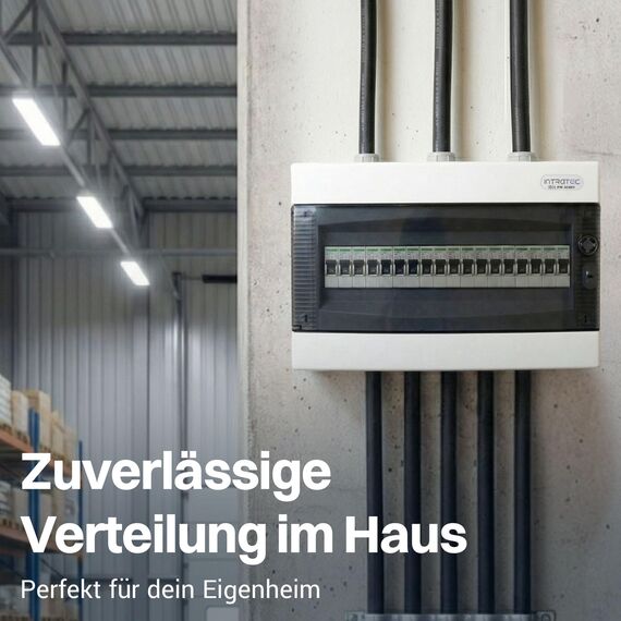 Intratec Sicherungskasten Aufputz 1 reihig – IP40 Verteilerkasten Aufputz Gehäuse für 18 Module mit transparenter Tür für einfache Installation Zuhause & Gewerbe – 236 x 396 x 112 mm