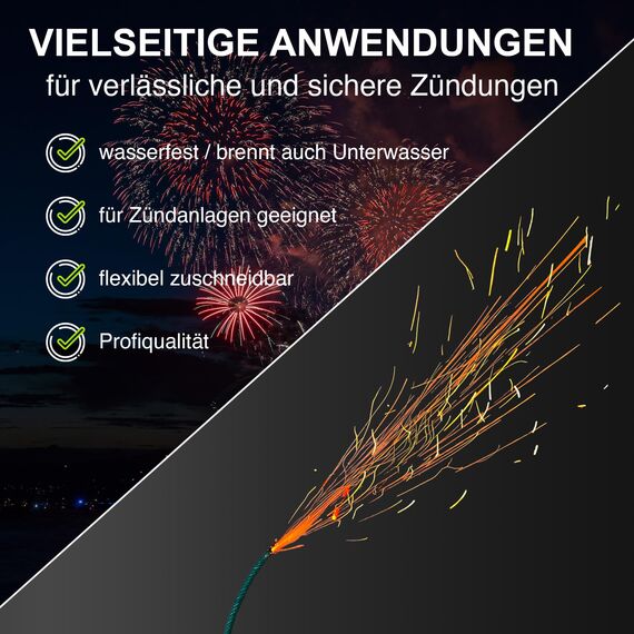 h2i Zündschnur | 48 m | Ø 2,0 mm | +/- 90 s/m | Anzündlitze Grüne Visco ideal für Pyrotechnik, Feuerwerk & Outdoor-Effekte | Hohe Sicherheit & Zuverlässigkeit | b | Flexibel zuschneidbar