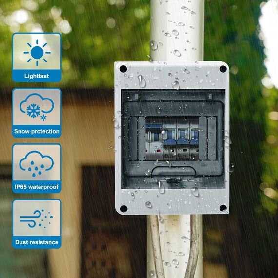 Zeawavsl Verteilerkasten Aufputz, IP65 Sicherungskasten 1-Reihig für 5 MODULE Kleinverteiler mit Messingklemmen, Aufputzverteiler für Garten oder Außenbereiche, Villen (5 MODULE)