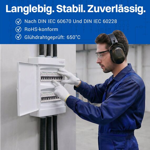 Intratec Sicherungskasten Aufputz 2 reihig – IP40 Verteilerkasten Aufputz Gehäuse für 24 Module mit weißer Tür für einfache Installation Zuhause & Gewerbe – 361 x 287 x 112 mm