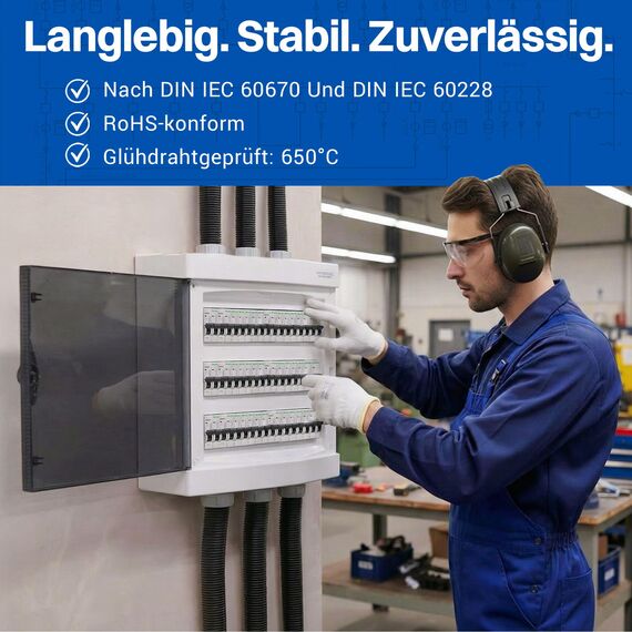 Intratec Sicherungskasten Aufputz 3 reihig – IP40 Verteilerkasten Aufputz Gehäuse für 54 Module mit weißer Tür für einfache Installation Zuhause & Gewerbe – 526 x 396 x 112 mm
