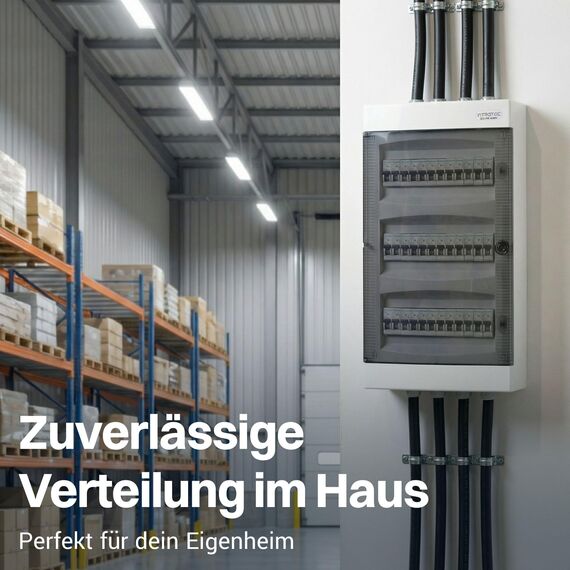Intratec Sicherungskasten Aufputz 3 reihig – IP40 Verteilerkasten Aufputz Gehäuse für 36 Module mit transparenter Tür für einfache Installation Zuhause & Gewerbe – 485 x 287 x 112 mm