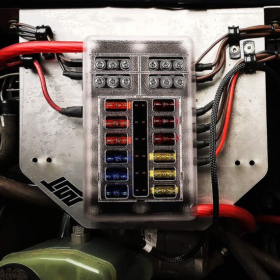 Kohree 12 Fach kfz Sicherungshalter 12 Volt, kfz Sicherungskasten 12V mit LED-Anzeige, 30 Sicherungen, Sicherungsclip, Aufkleber, Schrauben, 12V Fuse Block für Auto, Boot, Boot, Wohnmobil