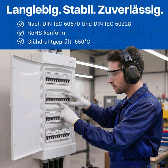 Intratec Sicherungskasten Aufputz 4 reihig – IP40 Verteilerkasten Aufputz Gehäuse für 48 Module mit weißer Tür für einfache Installation Zuhause & Gewerbe – 653 x 287 x 102 mm