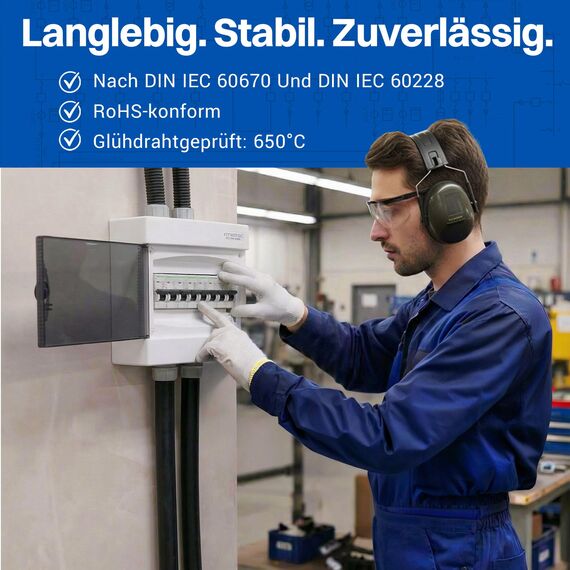 Intratec Sicherungskasten Aufputz 1 reihig – IP40 Verteilerkasten Aufputz Gehäuse für 8 Module mit weißer Tür für einfache Installation Zuhause & Gewerbe – 236 x 215 x 102mm