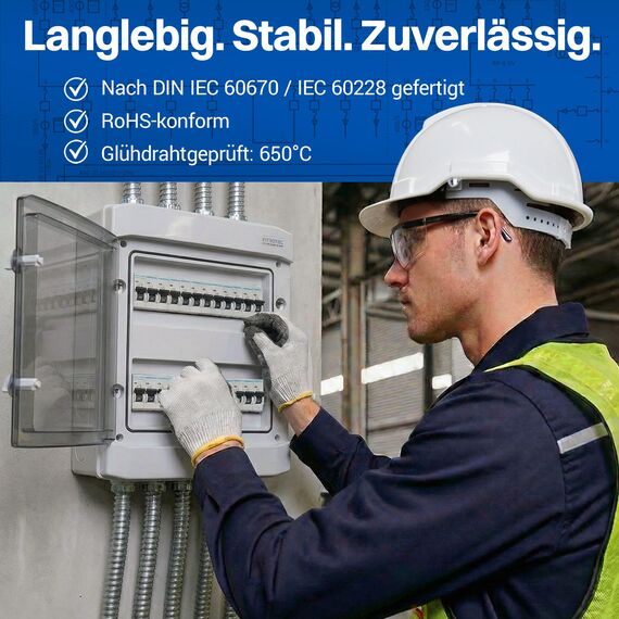 Intratec Verteilerkasten Aufputz 2 reihig – IP65 Sicherungskasten für 24 Module – Feuchtraum Verteiler für Garten, Keller, Garage & Außenbereich – 400VAC 1500VDC Kleinverteiler, 318 x 384 x 144 mm