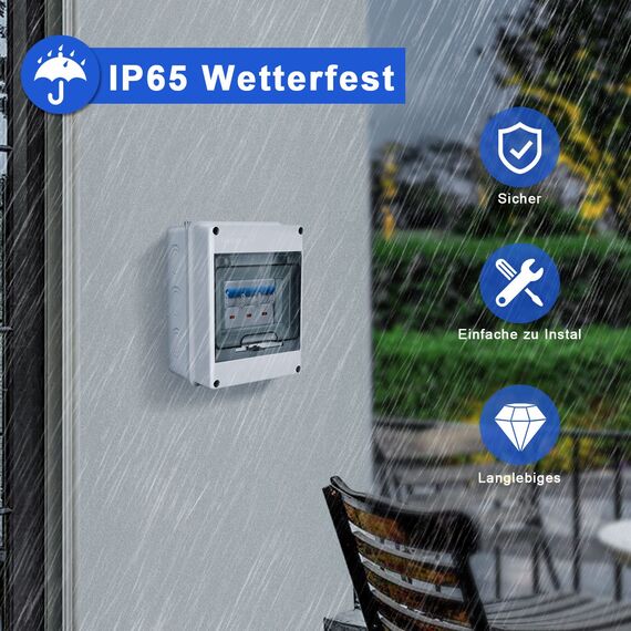 Sicherungskasten Aufputz, Verteilerkasten Aufputz Unterverteilung IP65 mit 1 Reihig 5 Module, Messingklemmen, Verteiler Kleinverteiler Aufputz für Feuchtraum, Gärten, Außenbereich, Villen, Ladesäulen