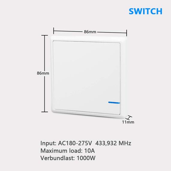 Funkschalter 230V Funk Lichtschalter, Thinkbee 433MHz RF An Aus Funktaster, Dauerhaft Wasserdichter Wireless Lichtschalter Einfache Installation beim Zuhause Büro Restaurant Fabrik usw., -40 ~ + 70 ℃