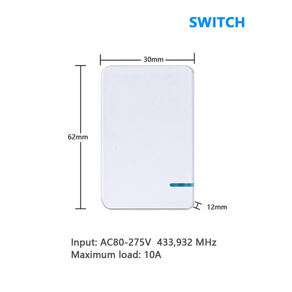 Thinkbee Wireless Lights Switch Mini, No Wiring, Outdoor 600 ft Indoor 100 ft Fernbedienungsleuchte für LED-Licht, Deckenleuchten und Lampen, Arbeit mit Empfänger (nur Schalter)