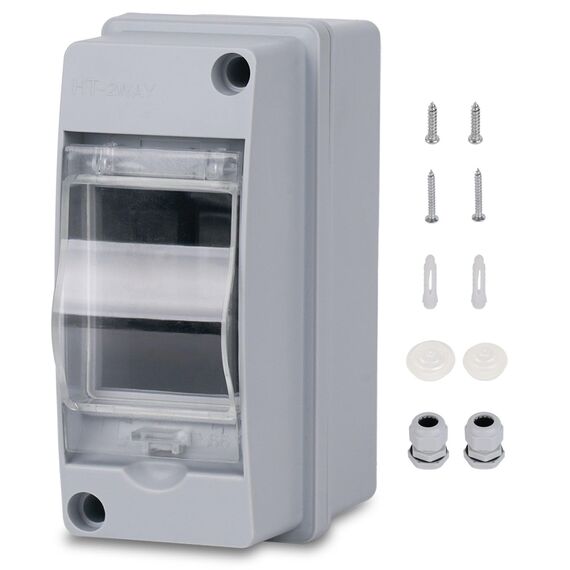 Sicherungskasten Aufputz Verteiler, Verteilerkasten Aufputz ip65 1-reihig für 2 Module, mit Zubehör, Kleinverteiler für Gärten, Famiglia, Feuchtraum