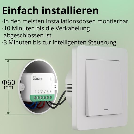 SONOFF MINIR4M Matter Wlan Smart Relais Schalter,Wifi Switch 2 Wege DIY-Modul,Smarthome Lichtschalter Unterputz kompatibel mit Apple Home,Alexa & Google Home,IFTTT,eWeLink Web,Erfordert Neutralleiter