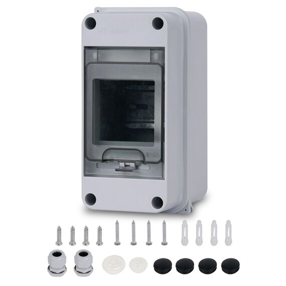 Sicherungskasten Aufputz Verteiler, Verteilerkasten Aufputz ip65 1-reihig für 3 Module, mit Zubehör, Kleinverteiler für Gärten, Famiglia, Feuchtraum