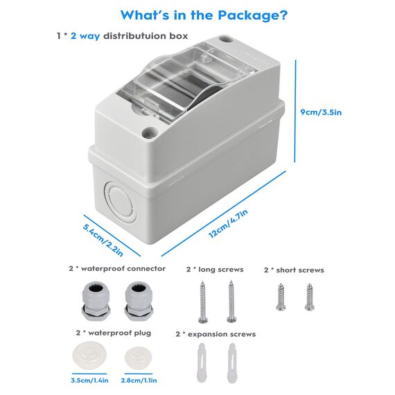 Sicherungskasten Aufputz Verteiler, Verteilerkasten Aufputz ip65 1-reihig für 2 Module, mit Zubehör, Kleinverteiler für Gärten, Famiglia, Feuchtraum