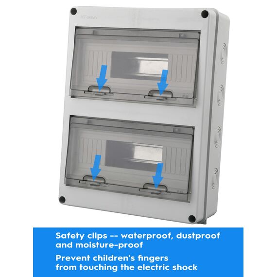 Sicherungskasten Aufputz Verteiler, Verteilerkasten Aufputz ip65 2-reihig für 24 Module, mit Zubehör, Kleinverteiler für Gärten, Famiglia, Feuchtraum
