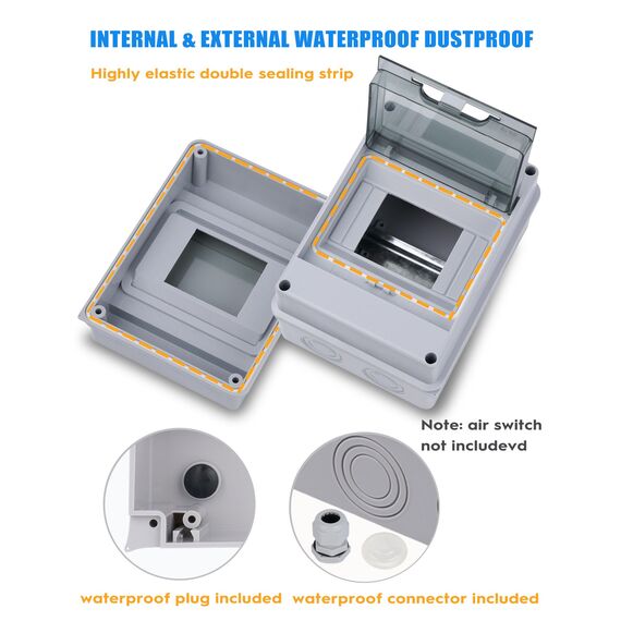 Sicherungskasten Aufputz Verteiler, Verteilerkasten Aufputz ip65 1-reihig für 5 Module, mit Zubehör, Kleinverteiler für Gärten, Famiglia, Feuchtraum