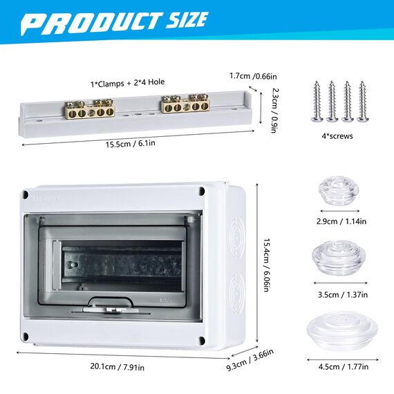 MumdoYAL Aufputz Verteilerkasten IP65 Wasserdicht Verteilerkasten Verteiler (8 Modulen)