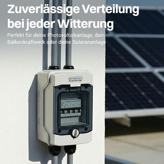 Intratec Verteilerkasten Aufputz 1 reihig – IP65 Sicherungskasten für 4 Module – Feuchtraum Verteiler für Garten, Keller, Garage & Außenbereich – 400VAC 1500VDC Kleinverteiler, 201 x 128 x 120 mm