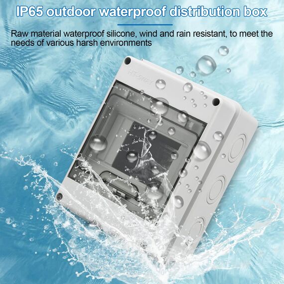 Sicherungskasten Aufputz, kleinverteiler IP65-1 Reihig-5 Module, Mit 4 Terminals 2 Steckverbinder, Geeignet für Gärten im Freien, Bauernhöfe, Ladesäulen, Feuchtraum